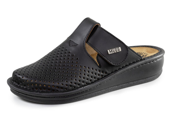 Mubb Clog aus perforiertem Nappaleder SCHWARZ