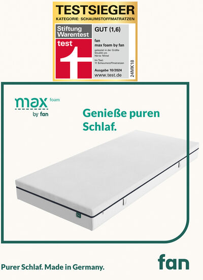 Mehrzonen-Komfortschaumkern-Matratze «max foam by fan» 