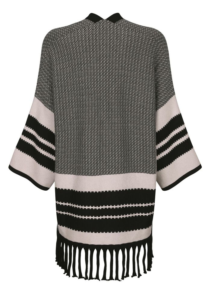 Poncho-Strickjacke in Jacquard-Dessin 