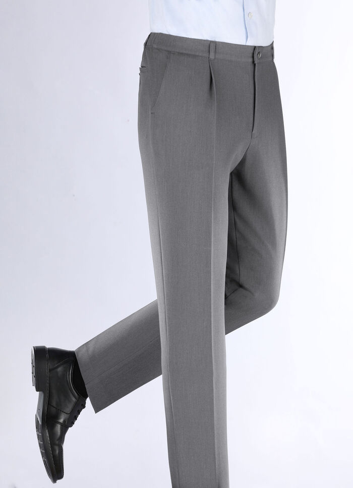 «Klaus Modelle»-Hose mit Bundfalten in 3 Farben MITTELGRAU MELIERT