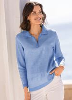 Pullover mit dezentem Glanz BLAU-ECRU