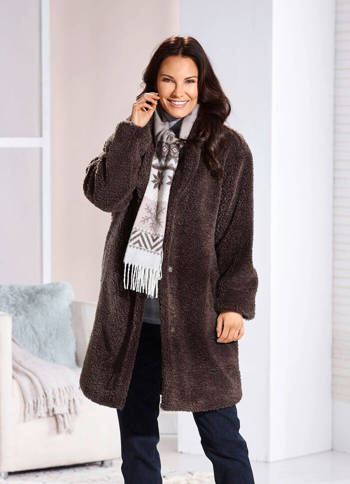 Kurzmantel aus Teddypl&uuml;sch 