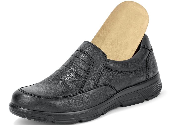 GINO GALANTE, bequeme Herren-Slipper, Weite K, mit herausnehmbarem Fussbett SCHWARZ
