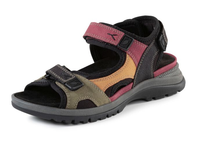 Waldl&auml;ufer, sporliche Damen-Sandalen, Weite H, mit herausnehmbarem Fussbett SCHWARZ-BUNT