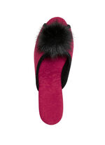 ELENA EDEN Pantolette mit schwarzem Kunstfellpompon ROT