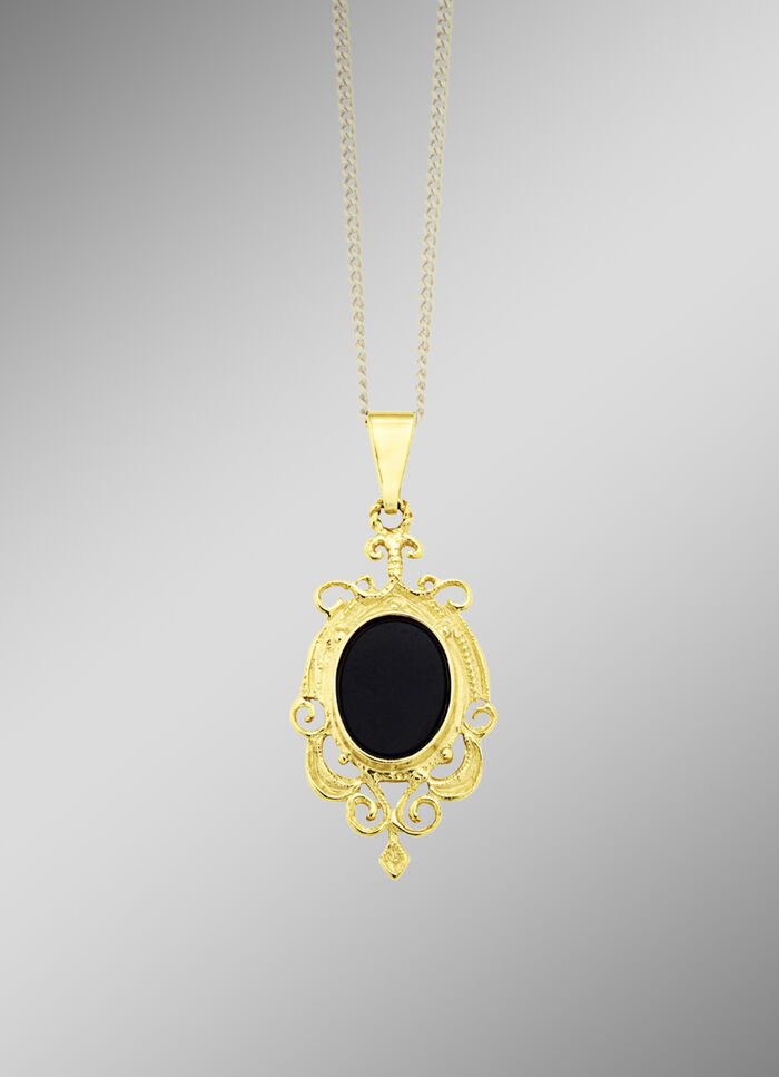 Filigraner Anhänger mit beh. Onyx 