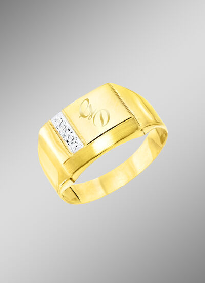 Beliebter Herrenring in Bicolor, mit Diamant 