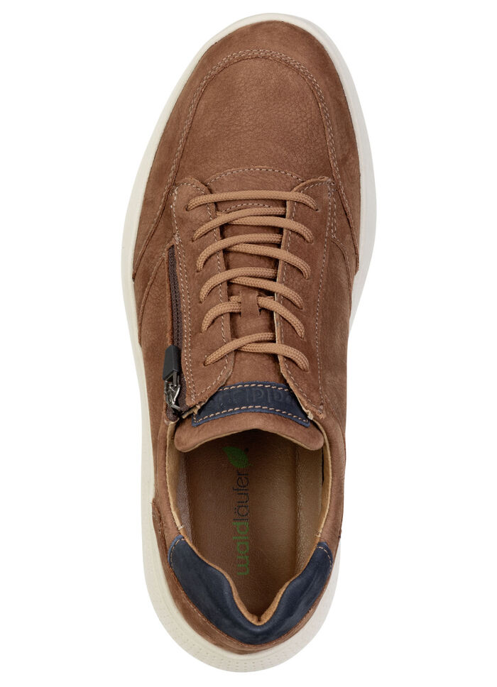 Waldläufer, bequeme Herren-Sneaker, Weite H, mit herausnehmbarem Fussbett COGNAC-MARINE