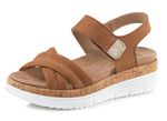 ELENA EDEN, bequeme Damen-Sandalen, Weite H, mit herausnehmbarem Fussbett COGNAC