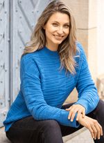 Pullover in Strukturmix AZURBLAU