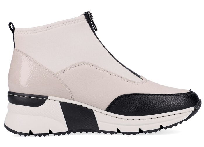 Rieker, stylische Damen-Boots, Weite G, mit Reissverschluss ECRU-SCHWARZ
