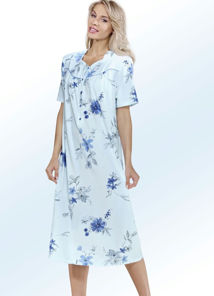 Nachthemd, Kurzarm mit Knopfleiste 