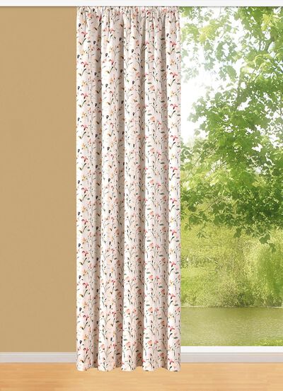 &Uuml;bervorhang mit Blumen-Dessin und Universalschienenband 