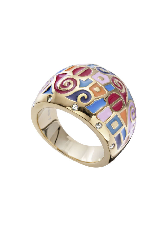 Damenring mit Mosaikmuster und Kristallen 