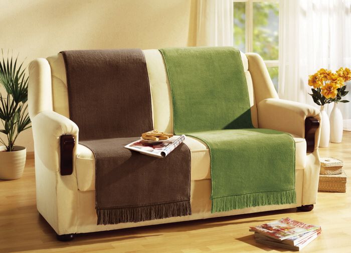 BORBO Wohndecke und Sesselschoner mit Fransenabschluss 