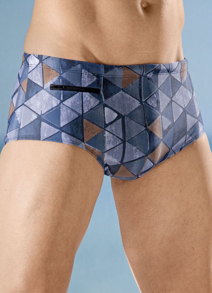 Badehose in höherer Slipform mit Reissverschlusstasche 