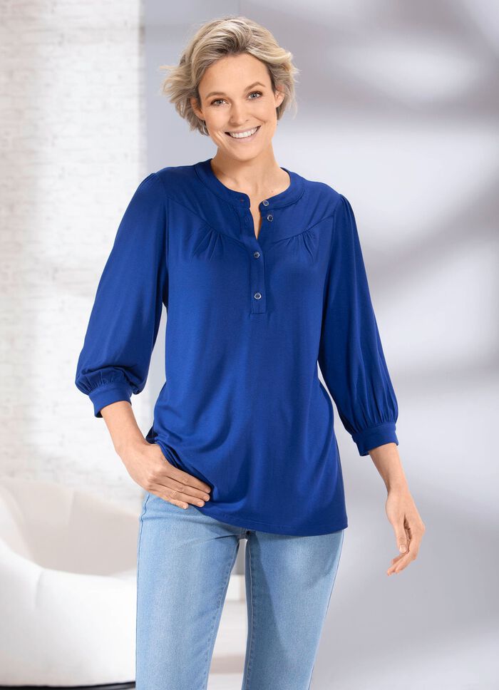 Shirt mit kurzer Knopfleiste in 2 Farben ROYALBLAU