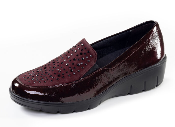 ELENA EDEN, bequeme Damen-Slipper, Weite H, mit herausnehmbarem Fussbett BURGUND