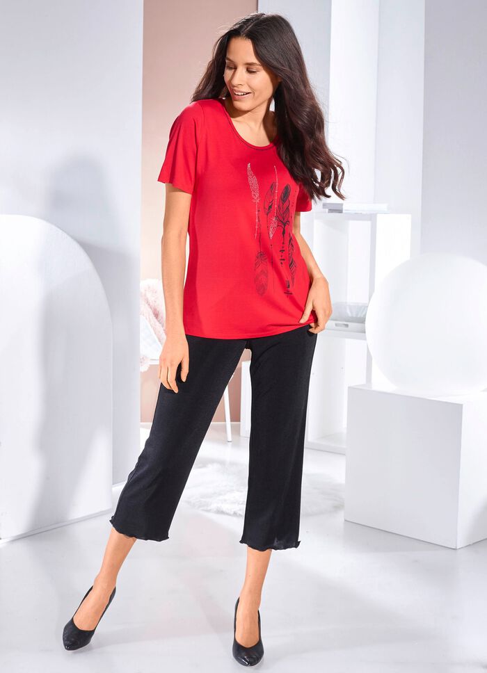 Shirt mit Kontrast-Druck in 2 Farben ROT