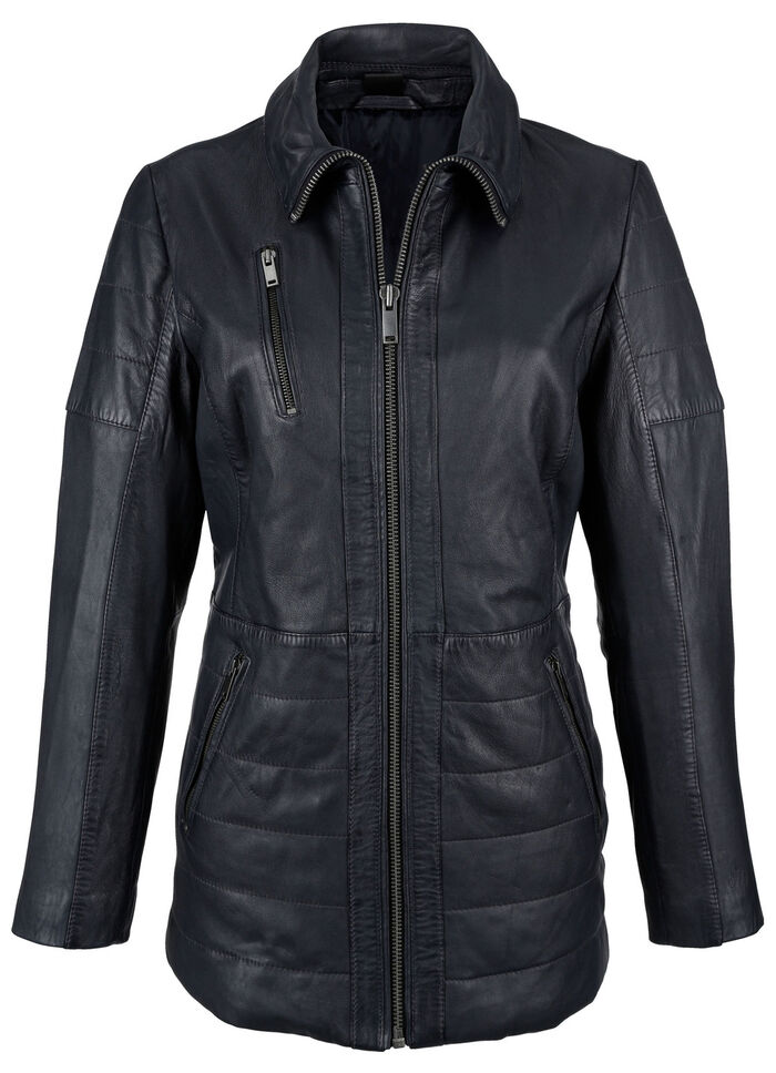 Lederjacke mit Umlegekragen 