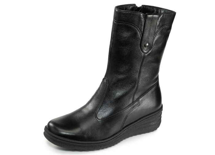 ELENA EDEN, gefütterte Damen-Stiefel, Winterschuhe, Weite H, mit Lammfell SCHWARZ