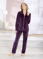 Hausanzug mit 2-Wege-Zipper AUBERGINE