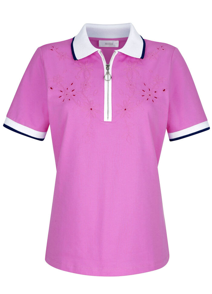 Poloshirt mit Cut-Outs in 2 Farben ROSA