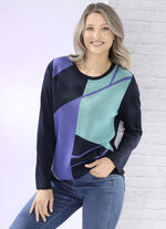 Pullover mit Jacquard-Dessin MARINE-ROYALBLAU-JADEGRÜN