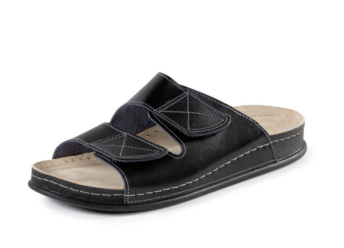 Klassische Herren-Pantoletten, mit Klettverschluss SCHWARZ