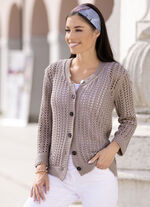 Strickjacke in Netzoptik TAUPE