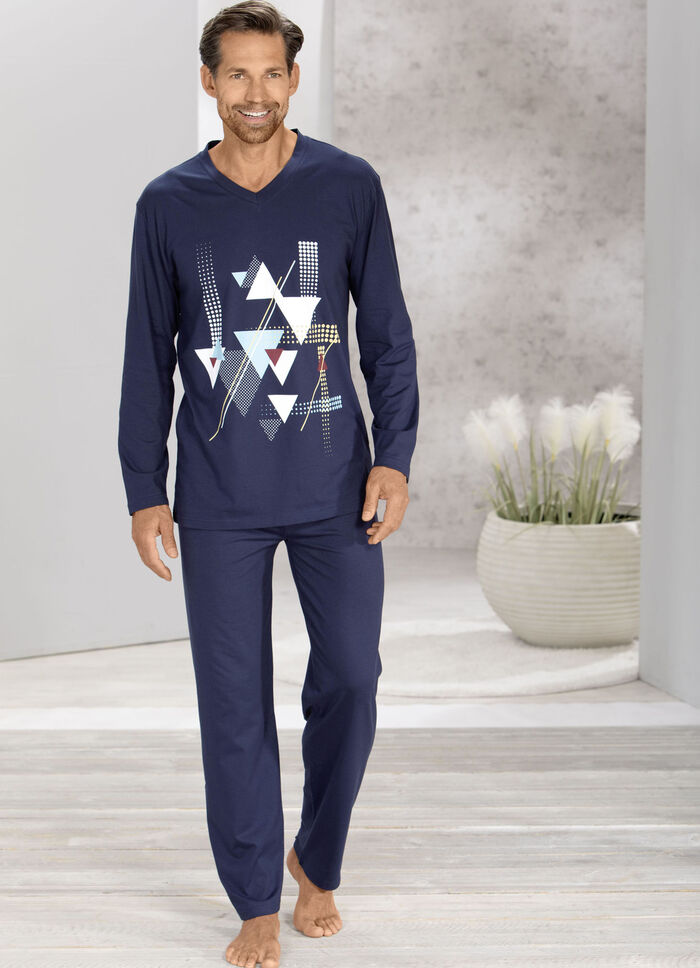 Schlafanzug mit V-Ausschnitt und offenen Abschlüssen