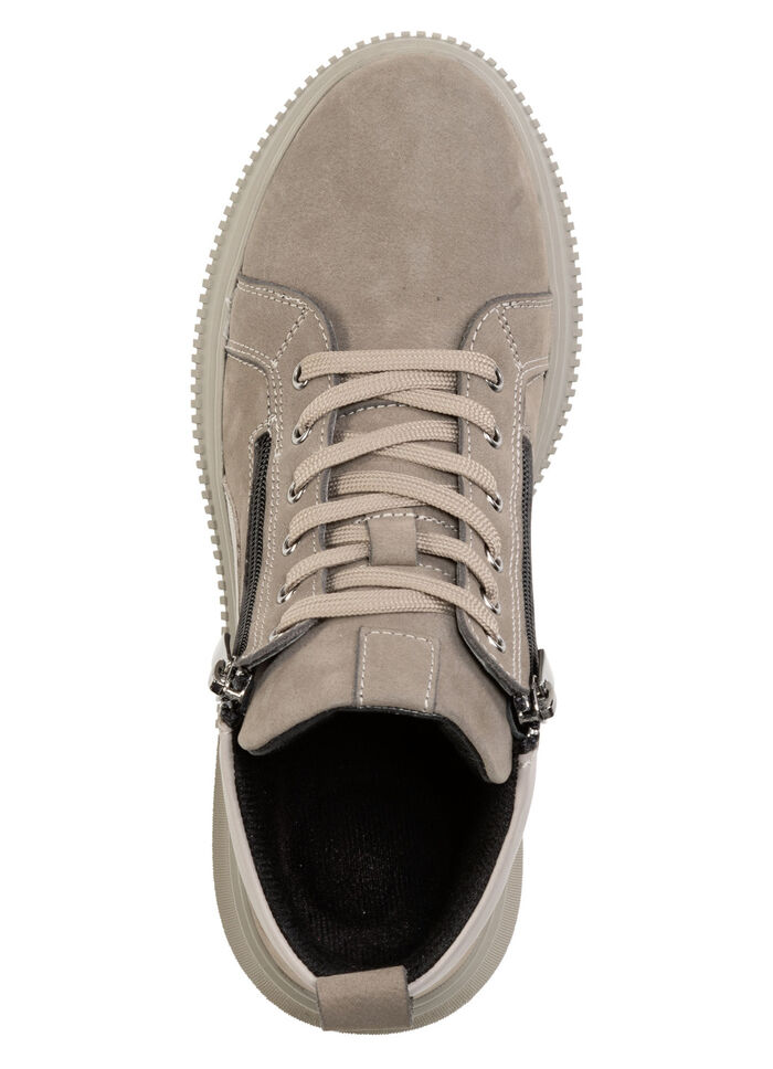 ELENA EDEN Schnür-Bootie aus weichem Nubukleder GRAU-TAUPE