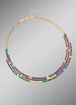 3-reihige Halskette mit echt buntem H&auml;matit 