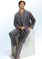 Pyjama, durchgeknöpft, aus Webware mit Streifendessin GRAFIT-BUNT