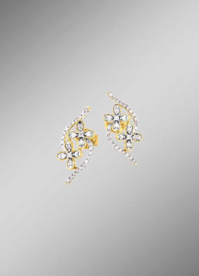 Ohrstecker im Blumen-Design, 20 Brillanten, 44 Diamanten 