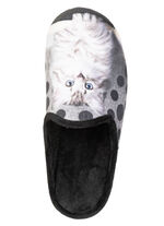 Laurina, klassische Damen-Hausschuhe, mit Katzen-Motiv SCHWARZ-MULTICOLOR