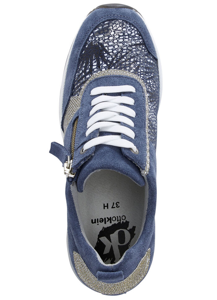 ELENA EDEN Schn&uuml;rschuh mit gl&auml;nzend bedrucktem Elastikmaterial BLAU