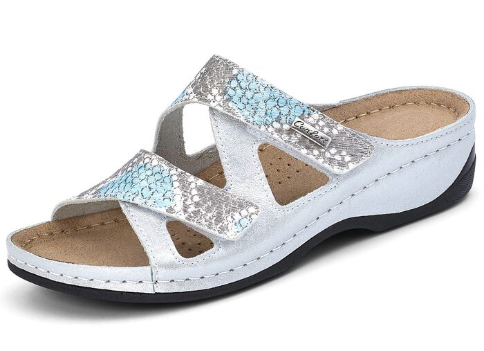 ELENA EDEN, bequeme Damen-Pantoletten, Weite G, mit Klettverschluss 