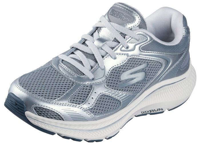 SKECHERS, sportliche Damen-Sneaker, mit herausnehmbarem Fussbett SILBER-GRAU