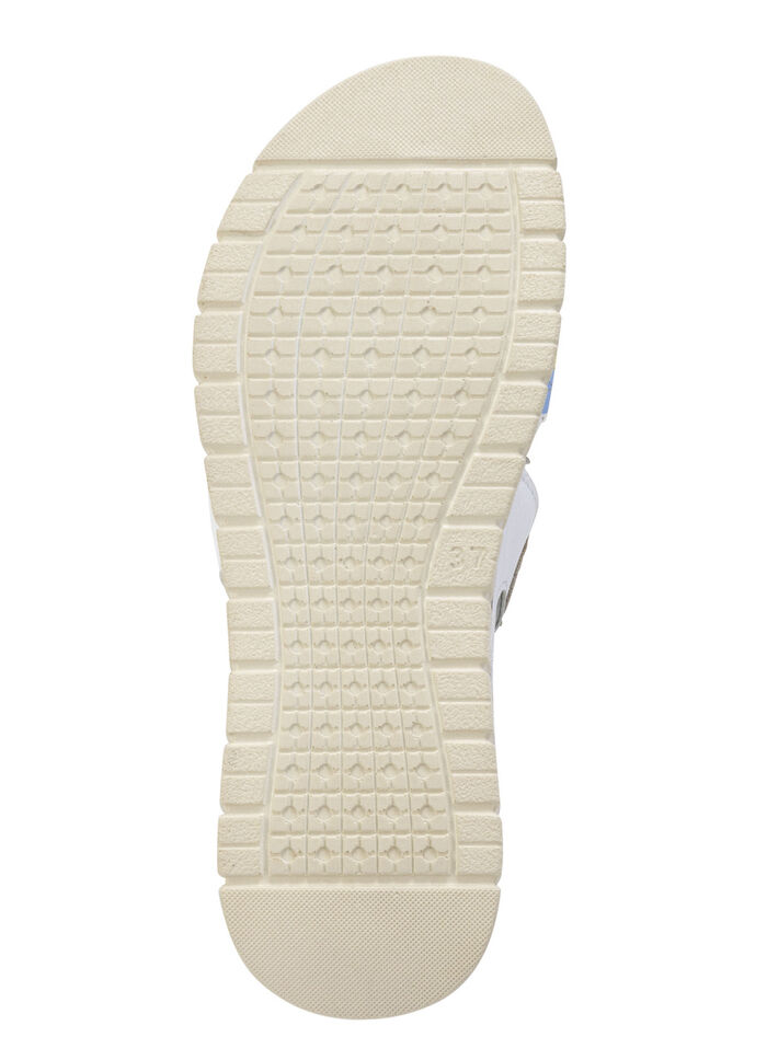 Gemini Sandale mit dekorativen Lederblüten WEISS-MULTICOLOR