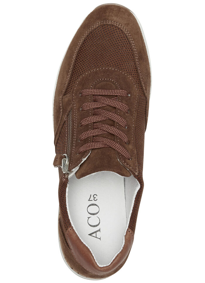 ELENA EDEN Sneaker mit Schnürung und Seitenreissverschluss COGNAC