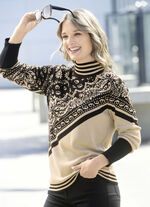 Pullover in Jacquard-Dessin BEIGE-SCHWARZ