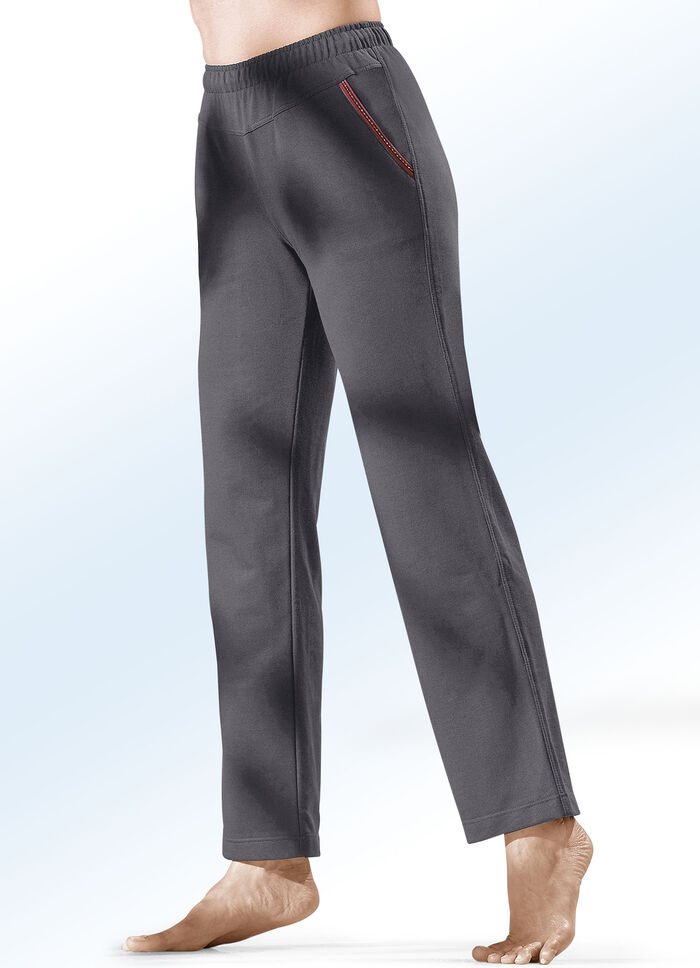 Hose mit Glanzgarn besticktem Zierband ANTHRAZIT