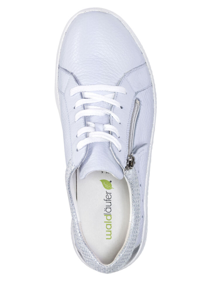 Waldläufer, bequeme Damen-Schnürschuhe, Weite K, mit herausnehmbarem Fussbett BLEU-SILBER