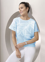 Pullover aus reiner Baumwolle HELLBLAU-CREME