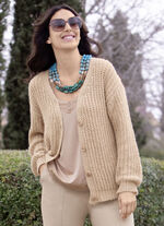 Strickjacke mit Paillettengarn BEIGE MELIERT