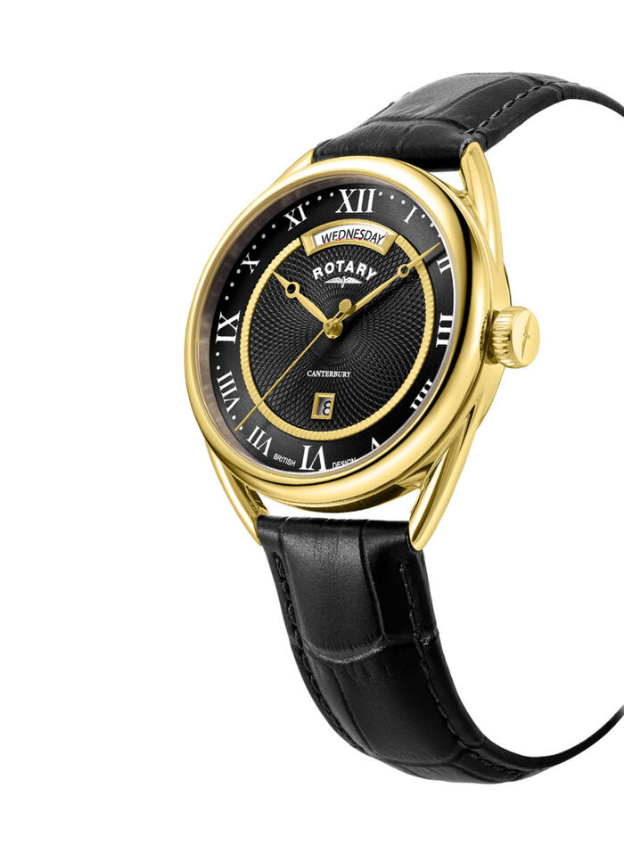 Rotary Quartz-Herrenuhr mit Lederband 