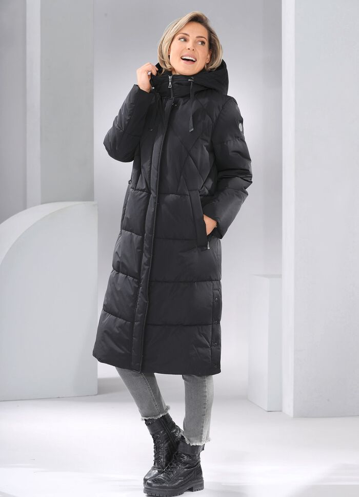 Daunenmantel mit fester Kapuze 