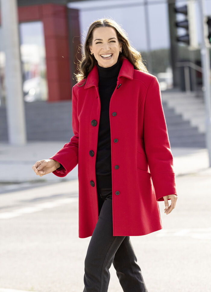 Longjacke mit stilvoll verdeckter Knopfleiste