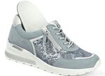 Waldläufer, bequeme Damen-Schnürschuhe, Weite H, mit herausnehmbarem Fussbett BLEU-MATTSILBER